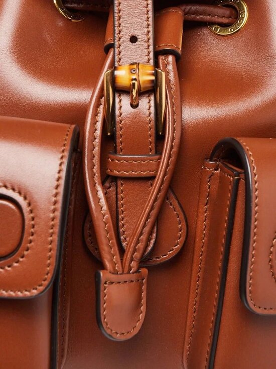 Gucci Brown Smooth Leather Bamboo Handle Small Backpack Bag main image 8